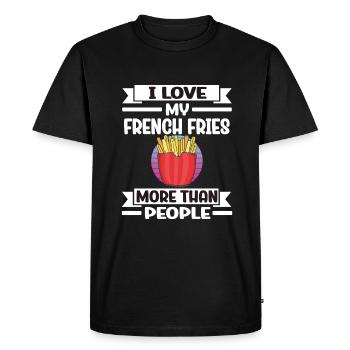 Frites amusantes Frites drôles - T-shirt Premium bio Homme - noir - Devant - Nico (187cm)