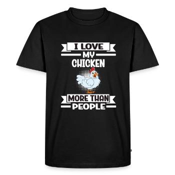 Drôle de poulet disant poulet - T-shirt Premium bio Homme - noir - Devant - Nico (187cm)