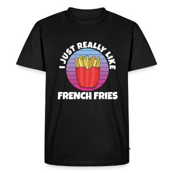 Frites amusantes Frites drôles - T-shirt Premium bio Homme - noir - Devant - Nico (187cm)