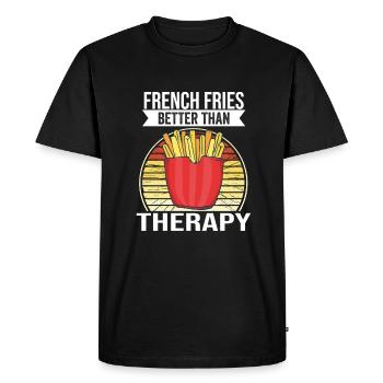 Frites amusantes Frites drôles - T-shirt Premium bio Homme - noir - Devant - Nico (187cm)