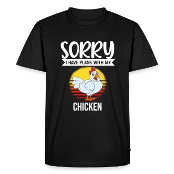 Funny Chicken Saying Chicken - Men's Premium Organic T-Shirt - black - Front - Nico (187cm)