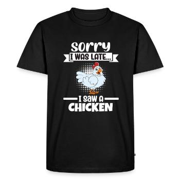 Funny Chicken Saying Chicken - Men's Premium Organic T-Shirt - black - Front - Nico (187cm)