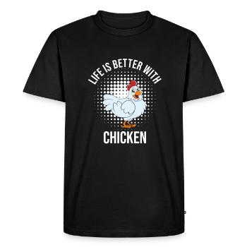 Funny Chicken Saying Chicken - Men's Premium Organic T-Shirt - black - Front - Nico (187cm)