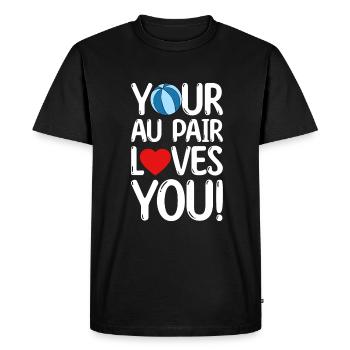 Au Pair Fille Maternelle Nounou - T-shirt Premium bio Homme - noir - Devant - Nico (187cm)