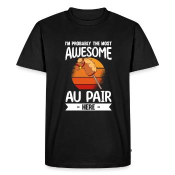Au Pair Fille Maternelle Nounou - T-shirt Premium bio Homme - noir - Devant - Nico (187cm)