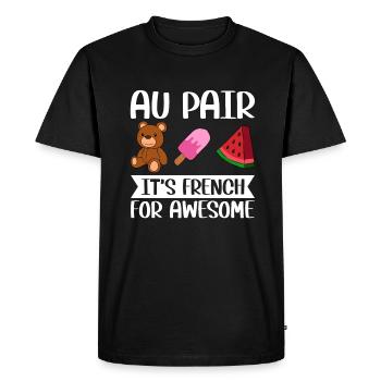 Au Pair Fille Maternelle Nounou - T-shirt Premium bio Homme - noir - Devant - Nico (187cm)