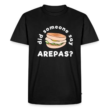 Quelqu’un a-t-il dit arepas - T-shirt Premium bio Homme - noir - Devant - Nico (187cm)
