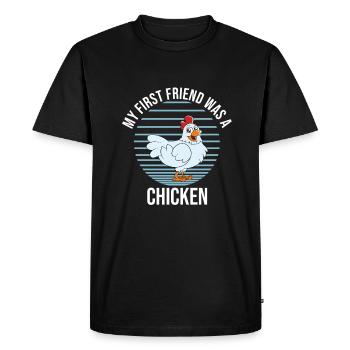 Drôle De Poulet Dire Poulet - T-shirt Premium bio Homme - noir - Devant - Nico (187cm)
