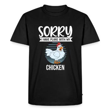 Drôle De Poulet Dire Poulet - T-shirt Premium bio Homme - noir - Devant - Nico (187cm)