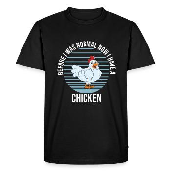 Drôle De Poulet Dire Poulet - T-shirt Premium bio Homme - noir - Devant - Nico (187cm)