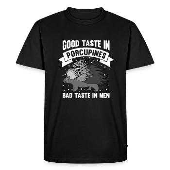 Mignon Porc-épic Drôle - T-shirt Premium bio Homme - noir - Devant - Nico (187cm)