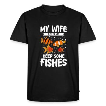 Aquariophilie, Pisciculture, Aquariophiles - T-shirt Premium bio Homme - noir - Devant - Nico (187cm)