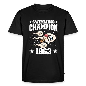 1963 Anniversaire 61 ans - T-shirt Premium bio Homme - noir - Devant - Nico (187cm)