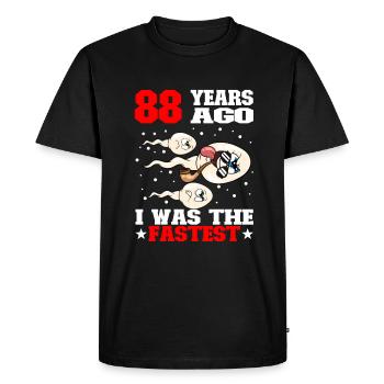 Drôle d’anniversaire disant 88 ans - T-shirt Premium bio Homme - noir - Devant - Nico (187cm)