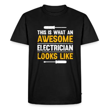 Électricien Dire Compagnon Électricien - T-shirt Premium bio Homme - noir - Devant - Nico (187cm)