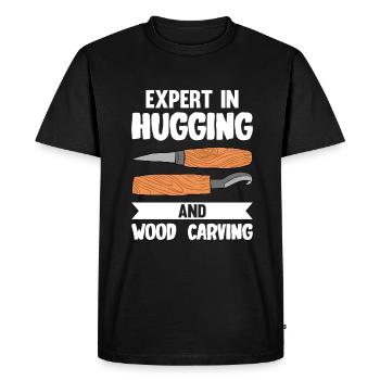 Sculpture sur bois brillant sur bois - T-shirt Premium bio Homme - noir - Devant - Nico (187cm)