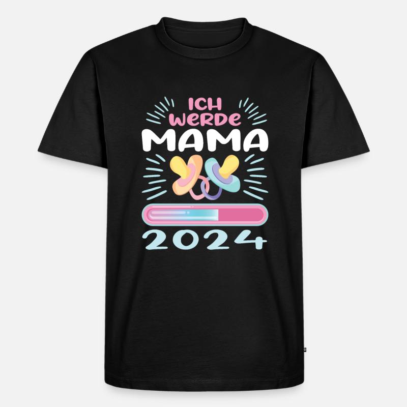 Mama 2024 werdende Mutter Schwangerschaft - Männer Premium Bio T-Shirt - Schwarz