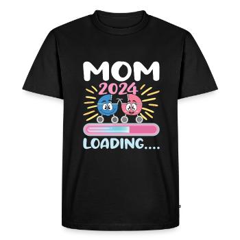 Maman 2024 Enceinte Maman Grossesse - T-shirt Premium bio Homme - noir - Devant - Nico (187cm)