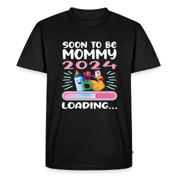 Maman 2024 Enceinte Maman Grossesse - T-shirt Premium bio Homme - noir - Devant - Nico (187cm)