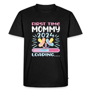 Maman 2024 Enceinte Maman Grossesse - T-shirt Premium bio Homme - noir - Devant - Nico (187cm)