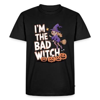 Sorcière d’Halloween Je suis la mauvaise sorcière - T-shirt Premium bio Homme - noir - Devant - Nico (187cm)