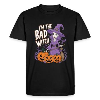 Sorcière d’Halloween Je suis la mauvaise sorcière - T-shirt Premium bio Homme - noir - Devant - Nico (187cm)