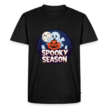 Cute Halloween Ghost Spooky Season Ghost - Men's Premium Organic T-Shirt - black - Front - Nico (187cm)