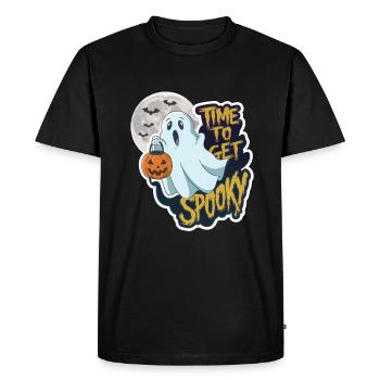Doux Halloween Fantôme Halloween - T-shirt Premium bio Homme - noir - Devant - Nico (187cm)