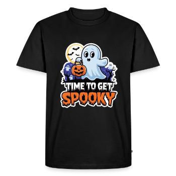 Doux Halloween Fantôme Halloween - T-shirt Premium bio Homme - noir - Devant - Nico (187cm)