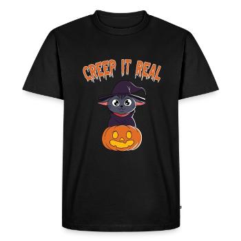 Doux Halloween Fantôme Halloween - T-shirt Premium bio Homme - noir - Devant - Nico (187cm)