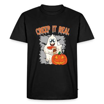 Doux Halloween Fantôme Halloween - T-shirt Premium bio Homme - noir - Devant - Nico (187cm)