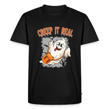 Cute Halloween Ghost Halloween - Men's Premium Organic T-Shirt - black - Front - Nico (187cm)