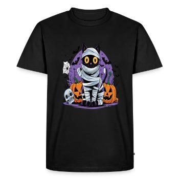 Halloween Cat Forget Candy Give Me A Cat - Men's Premium Organic T-Shirt - black - Front - Nico (187cm)