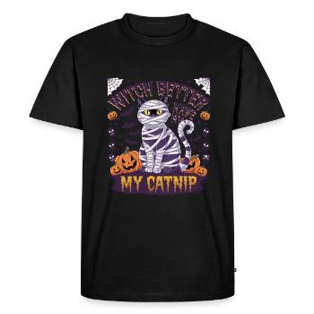 Halloween Cat Forget Candy Give Me A Cat - Men's Premium Organic T-Shirt - black - Front - Nico (187cm)