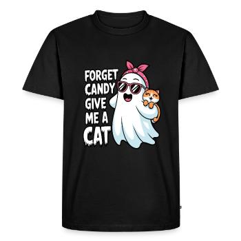 Halloween Cat Forget Candy Give Me A Cat - Men's Premium Organic T-Shirt - black - Front - Nico (187cm)