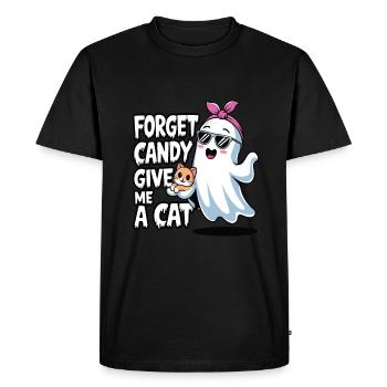 Halloween Cat Forget Candy Give Me A Cat - Men's Premium Organic T-Shirt - black - Front - Nico (187cm)