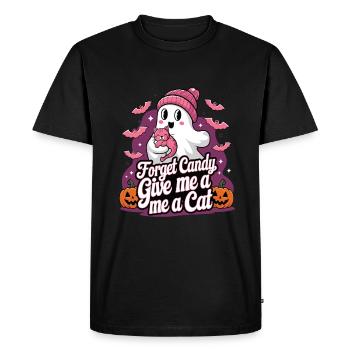 Halloween Cat Forget Candy Give Me A Cat - Men's Premium Organic T-Shirt - black - Front - Nico (187cm)