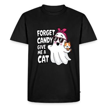 Halloween Cat Forget Candy Give Me A Cat - Men's Premium Organic T-Shirt - black - Front - Nico (187cm)