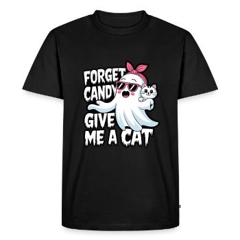 Halloween Cat Forget Candy Give Me A Cat - Men's Premium Organic T-Shirt - black - Front - Nico (187cm)