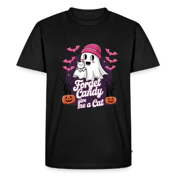 Halloween Cat Forget Candy Give Me A Cat - Men's Premium Organic T-Shirt - black - Front - Nico (187cm)