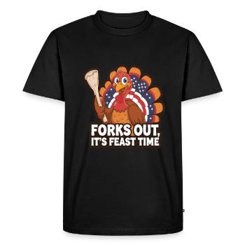 Dinde drôle de Thanksgiving - T-shirt Premium bio Homme - noir - Devant - Nico (187cm)