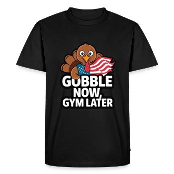 Funny Thanksgiving Turkey - Men's Premium Organic T-Shirt - black - Front - Nico (187cm)