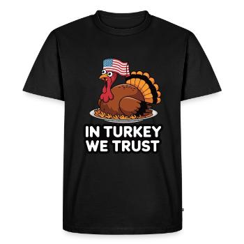Dinde drôle de Thanksgiving - T-shirt Premium bio Homme - noir - Devant - Nico (187cm)