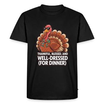 Funny Thanksgiving Turkey - Men's Premium Organic T-Shirt - black - Front - Nico (187cm)