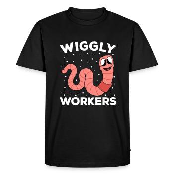 Mignon ver drôle vers de terre vers de terre - T-shirt Premium bio Homme - noir - Devant - Nico (187cm)