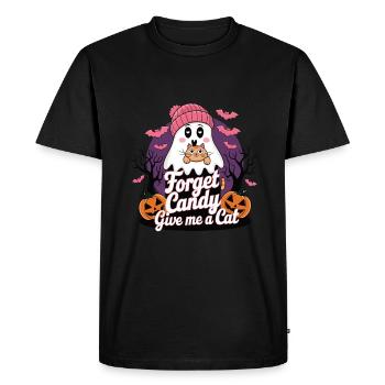 Halloween Cat Forget Candy Give Me A Cat - Men's Premium Organic T-Shirt - black - Front - Nico (187cm)