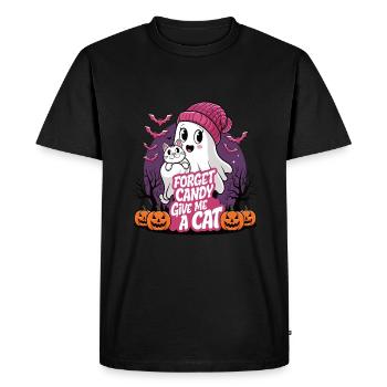 Halloween Cat Forget Candy Give Me A Cat - Men's Premium Organic T-Shirt - black - Front - Nico (187cm)