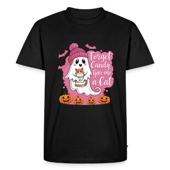 Halloween Cat Forget Candy Give Me A Cat - Men's Premium Organic T-Shirt - black - Front - Nico (187cm)