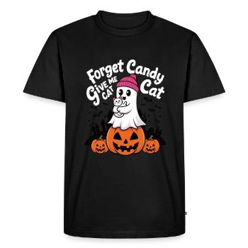 Halloween Cat Forget Candy Give Me A Cat - Men's Premium Organic T-Shirt - black - Front - Nico (187cm)