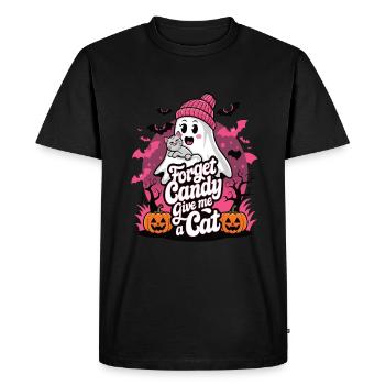 Halloween Cat Forget Candy Give Me A Cat - Men's Premium Organic T-Shirt - black - Front - Nico (187cm)